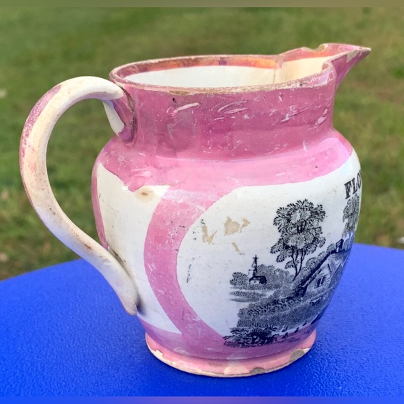 Circa 1805 Pink Lustre Sunderland GOOD HUMOUR Creamer Jug Pitcher - Picture 11 of 16